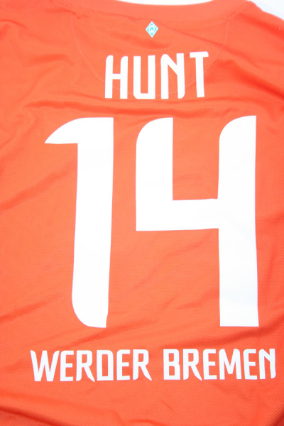 Nike SV Werder Bremen camiseta 14 Aaron Hunt 2011/12 Away naranja men's S-M 164cm-176cm
