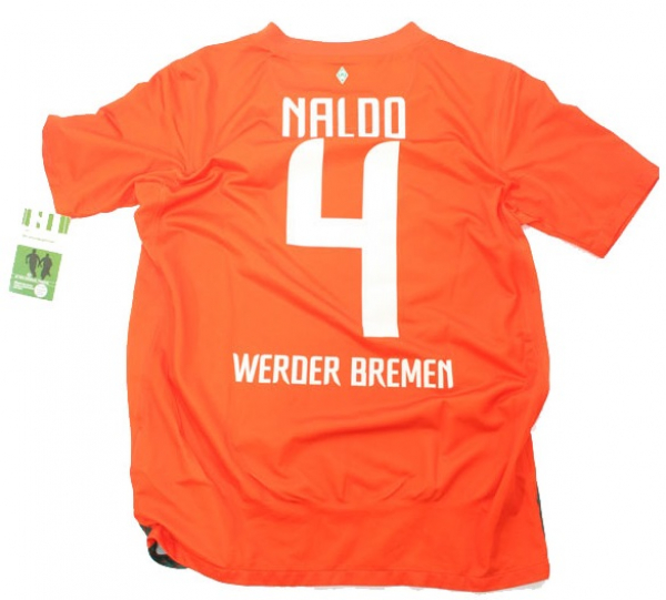 Nike SV Werder Bremen camiseta 4 Naldo 2011/12 Away naranja men's S-M 164cm-176cm