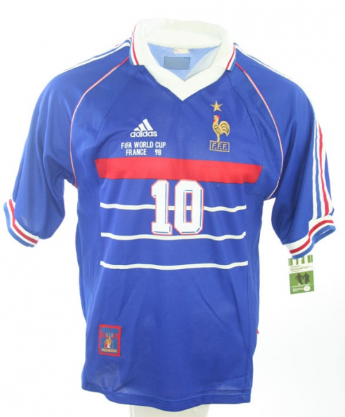Adidas Frankreich Trikot 10 Zinedine Zidane WM 1998 Blau Heim Herren L