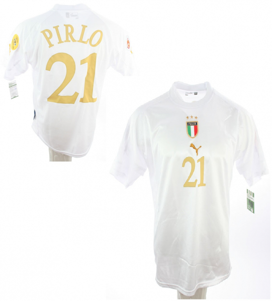 Puma Italien Trikot 21 Andrea Pirlo Euro 2004 Away weiß Herren XL