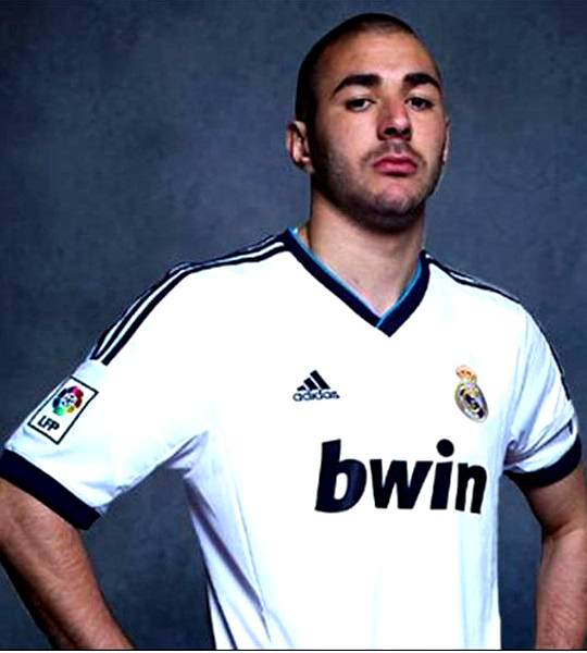 Adidas Real Madrid Trikot 9 Karim Benzema 2012/13 Weiß Blau Navy Bwin Herren L