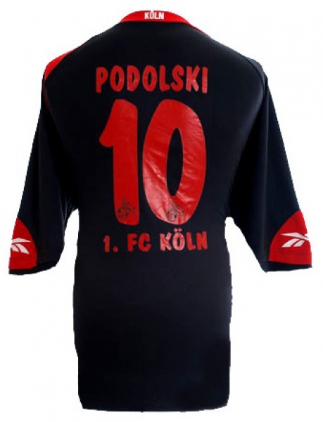 Reebok 1 FC Köln Trikot 10 Lukas Podolski 2009/10 Rewe schwarz Auswärts Herren S-M Kinder 176 cm
