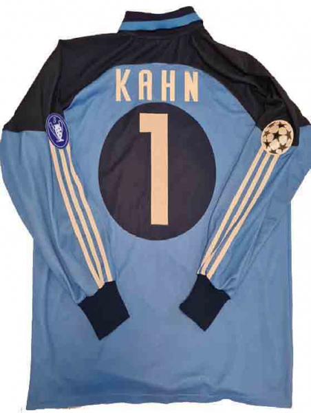 Adidas FC Bayern München Trikot 1 Oliver Kahn Torhüter 2000/2001 Finale Sieger blau matchworn Herren XL