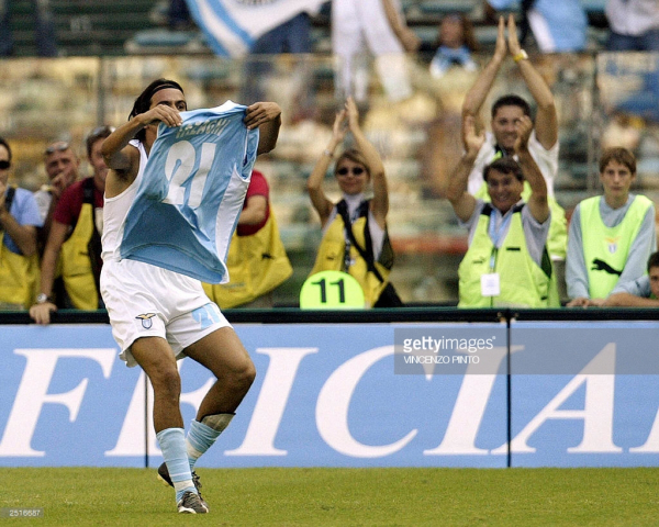 Puma Lazio Rom Trikot 21 Simone Inzaghi 2003/2004 Heim Parmacotto Neu Blau/Weiß Herren L