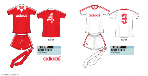 Adidas FC Bayern München Trikot 1976/78 Retro Heim Graphic Rot Herren S, M, L oder XL