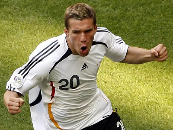 Adidas Alemania camiseta 20 Lukas Podolski Copa Mundial 2006 blanco senor S-M = 176 cm