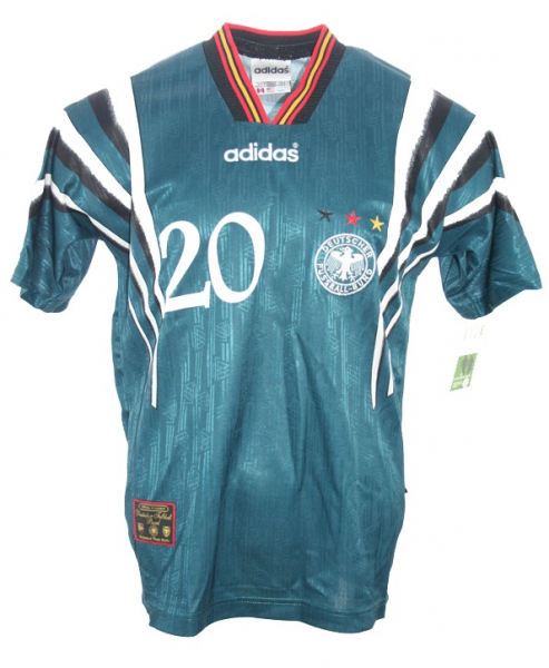 Adidas Alemania camiseta 1996 Euro 96 XL 20 Oliver Bierhoff Match worn verde DfB senor M