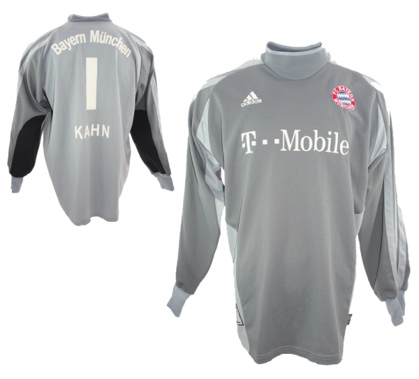 Adidas FC Bayern München Torwart Trikot 1 Oliver Kahn 2002/03 Grau Neu mit Etiketten Herren XL 2XL XXL