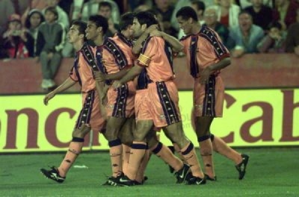 Kappa FC Barcelona Trikot 11 Rivaldo 1997/98 Auswärts Orange Herren XL