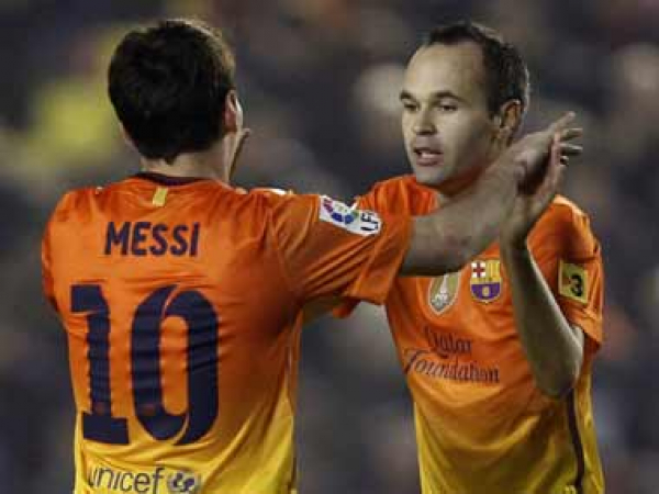 Nike FC Barcelona Trikot 10 Lionel Messi 2012/13 Qatar Auswärts Neu Orange Herren L