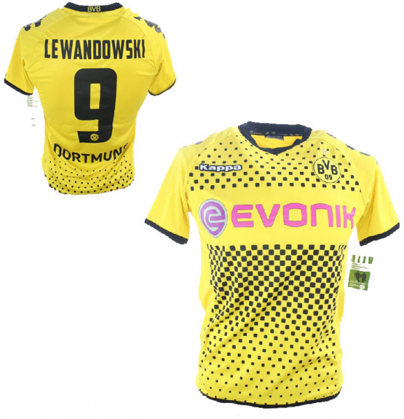 Kappa Borussia Dortmund Trikot 9 Robert Lewandowski 2011/12 BVB Evonik Neu Herren L