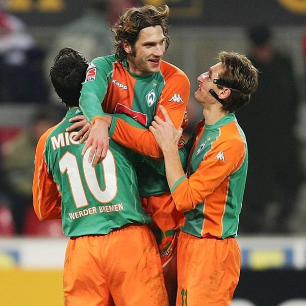 Kappa SV Werder Bremen Trikot 10 Johan Micoud 2004/05 Papagei Kik Grün/Orange Herren XL (B-Ware)