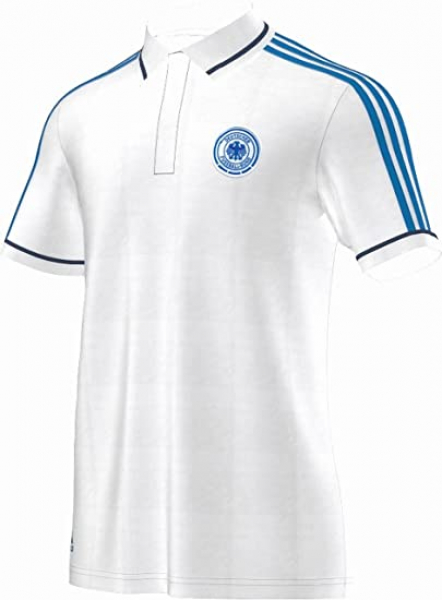Adidas Deutschland Polo Shirt Poloshirt WM 2014 weiß/blau DFB Herren M
