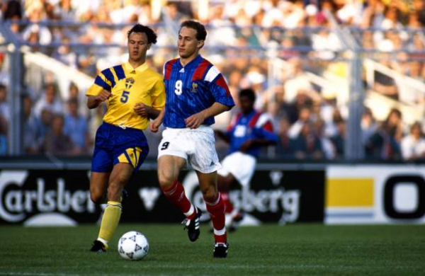 Adidas Frankreich Trikot 9 Jean-Pierre Papin Euro 1992 Heim Blau Herren M