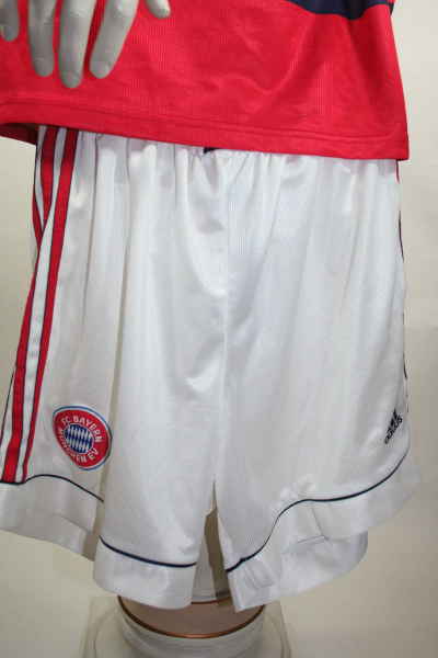 Adidas FC Bayern Munich jersey + shorts 1998/99 Opel white men's XS  kids 164 cm