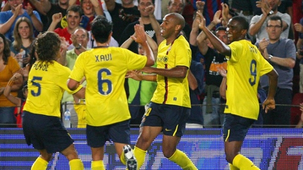 Nike FC Barcelona Trikot 9 Samuel Eto'o 2008/09 Unicef Gelb Auswärts Herren L