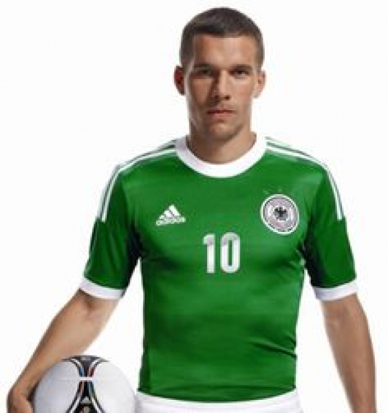 Adidas Deutschland Trikot 10 Lukas Podolski Euro 2012 auswärts DFB grün Herren 3XL/XXXL
