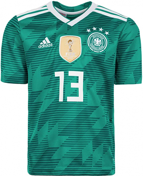 Adidas Deutschland Trikot 13 Thomas Müller WM 2018 Auswärts Grün DFB 4 Sterne Kinder 164 cm
