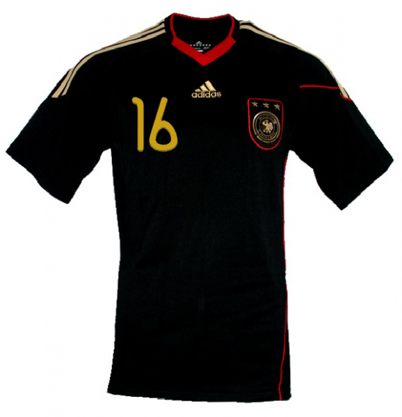 Adidas Alemania camiseta 16 Philipp Lahm Copa del Mondo 2010 negro senor S