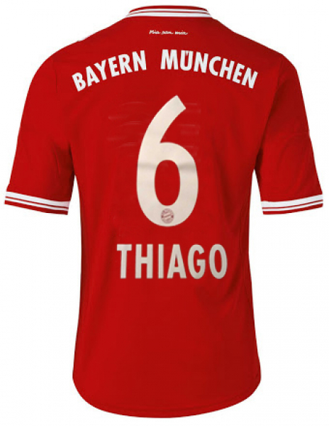 Adidas FC Bayern München Trikot 6 Thiago Alcantara 2013/14 Weltpokalfinale Sieger rot Heim Herren M / L oder 176 cm