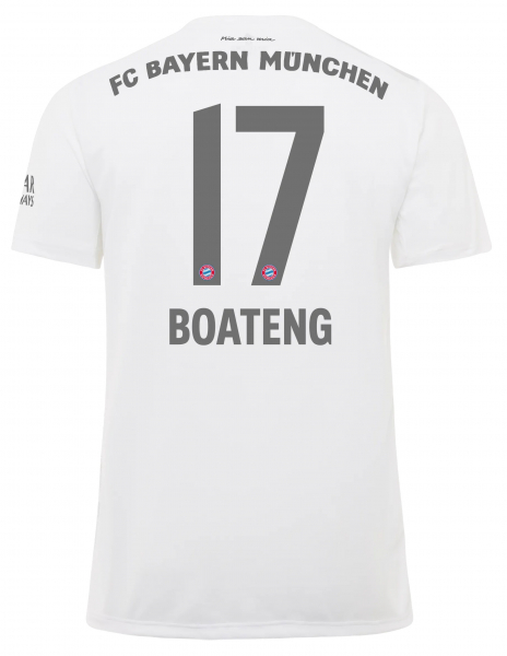 Adidas FC Bayern Munich jersey 17 Jerome Boateng 2019/20 away white T-com Telekom men's M