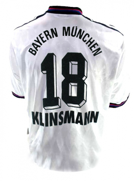 Adidas FC Bayern München Trikot 18 Jürgen Klinsmann 1996 UEFA CUP Sieg Weiß Herren S, M oder 176cm