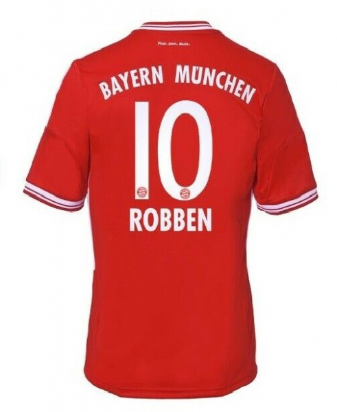 Adidas FC Bayern München Trikot 10 Arjen Robben 2013/14 T-home rot patch Buli Herren L