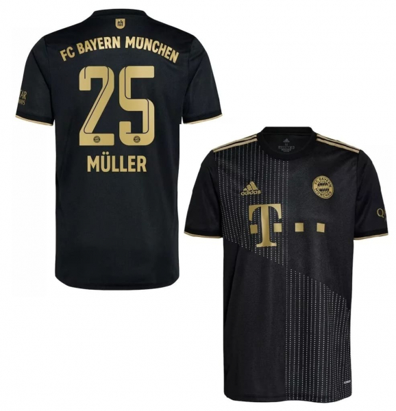 Adidas FC Bayern München Trikot 25 Thomas Müller 2021/22 Wiesen neu schwarz Herren M