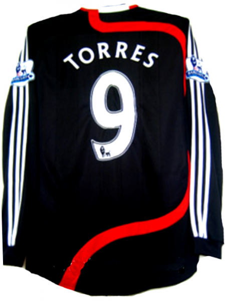 Adidas FC Liverpool camiseta 9 Fernando Torres 2006-08 matchworn negro jersey senor XL