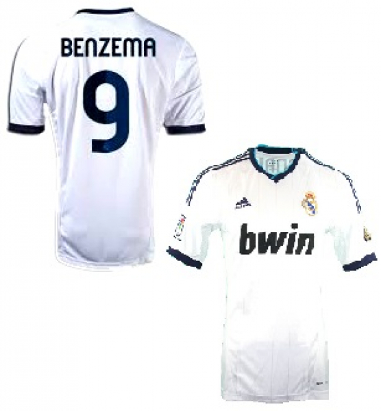 Adidas Real Madrid Trikot 9 Karim Benzema 2012/13 Weiß Blau Navy Bwin Herren L