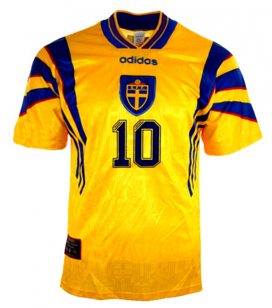 Adidas Schweden Trikot 10 Martin Dahlin 1996 -1998 Gelb Heim Herren M oder XL