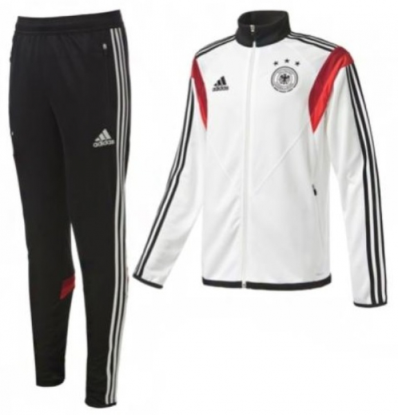 Adidas Deutschland Trainingsanzug WM 2014 DFB Jacke Hose weiß schwarz rot Herren L oder Kinder 176 cm