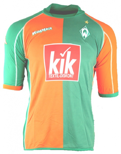 Kappa SV Werder Bremen Trikot 10 Johan Micoud 2004/05 Papagei Kik Grün/Orange Herren XL (B-Ware)