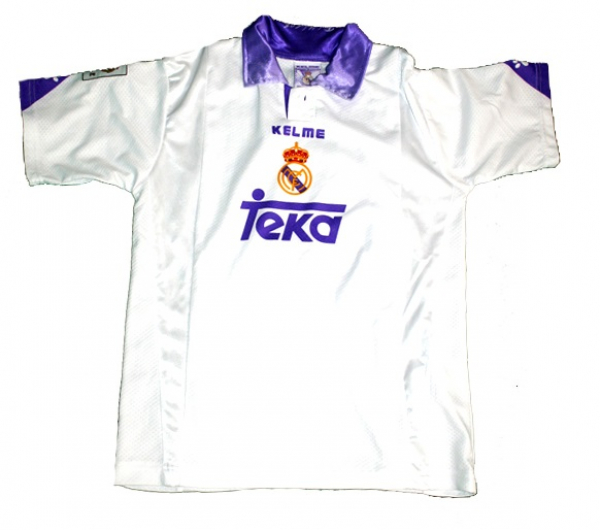 Kelme Real Madrid Trikot 9 Davor Suker mit Hose/Shorts 1996/97 Teka Weiß CL Herren XS=164cm = Talla 12