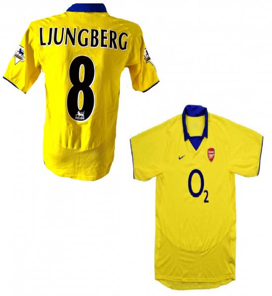 Nike FC Arsenal London Trikot 8 Freddie Ljungberg ohne o2 Sponsor gelb Herren XL