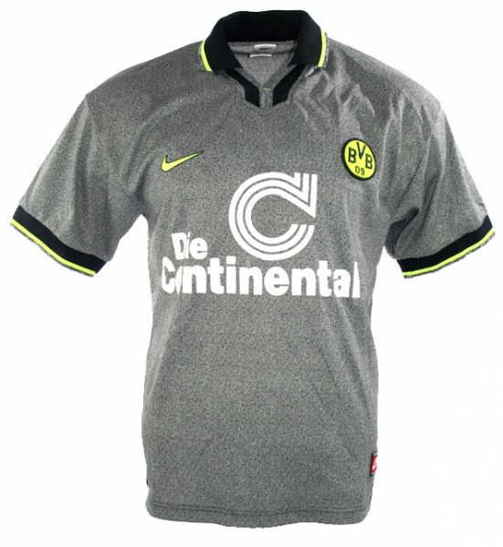 Nike Borussia Dortmund Trikot 1996/97 18 Ricken 10 Möller 9 Chapuisat BVB Continentale Grau Herren L oder XL