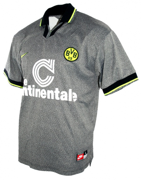 Nike Borussia Dortmund Trikot 1996/97 18 Ricken 10 Möller 9 Chapuisat BVB Continentale Grau Herren L oder XL
