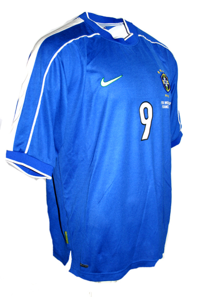 Nike Brasilien Trikot 9 Ronaldo el fenomene WM 1998 98 Away Blau Herren S/M/L/XL/XXL/2XL