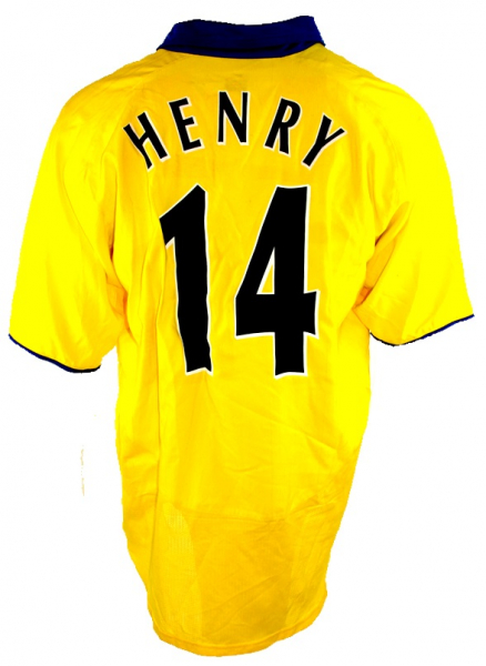 Nike FC Arsenal Trikot 14 Thierry Henry 2003/04 O2 Gelb unbeaten CL Herren 2XL/XXL