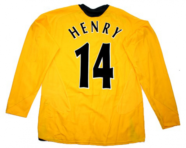 Nike FC Arsenal Trikot 14 Thierry Henry 2005/06 O2 Gelb CL Finale Match worn Langarm Herren M