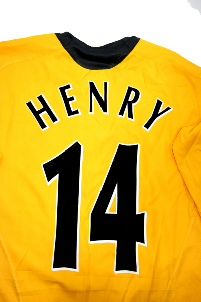 Nike FC Arsenal Trikot 14 Thierry Henry 2005/06 O2 Gelb CL Finale Match worn Langarm Herren M