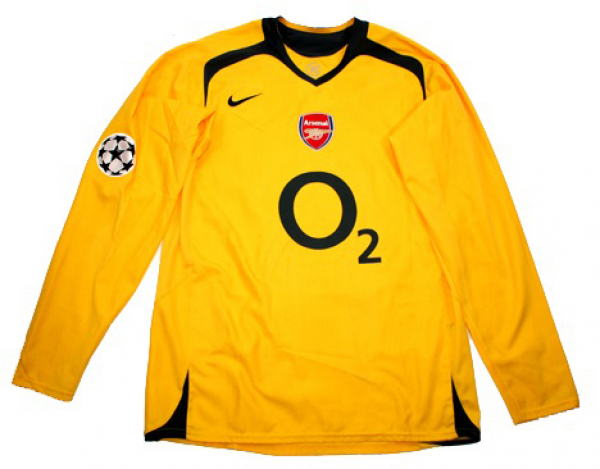 Nike FC Arsenal Trikot 14 Thierry Henry 2005/06 O2 Gelb CL Finale Match worn Langarm Herren M