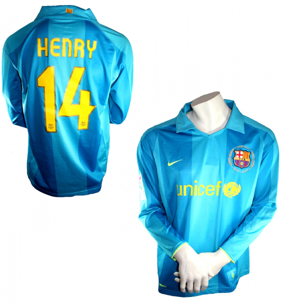 Nike FC Barcelona camiseta 14 Thierry Henry 2007/08 Unicef match worn azul senor XL