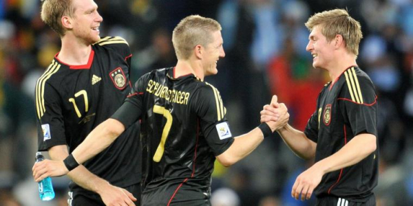 Adidas Germany jersey match worn Bastian Schweinsteiger 2010 Techfit black Mercedes Benz DFB men's L