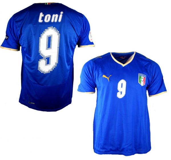 Puma Italien Trikot 9 Luca Toni Euro 2008 Blau Heim Kurzarm Herren M