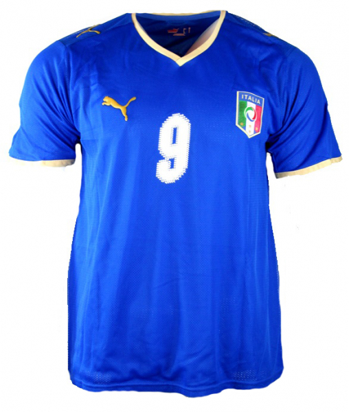 Puma Italien Trikot 9 Luca Toni Euro 2008 Blau Heim Kurzarm Herren M