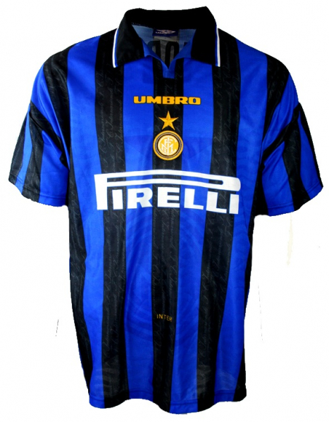 Umbro Inter Mailand Trikot 9 Ivan Zamorano 1996/97 Kurzarm Heim Herren L oder XL