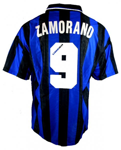 Umbro Inter Mailand Trikot 9 Ivan Zamorano 1996/97 Kurzarm Heim Herren L oder XL