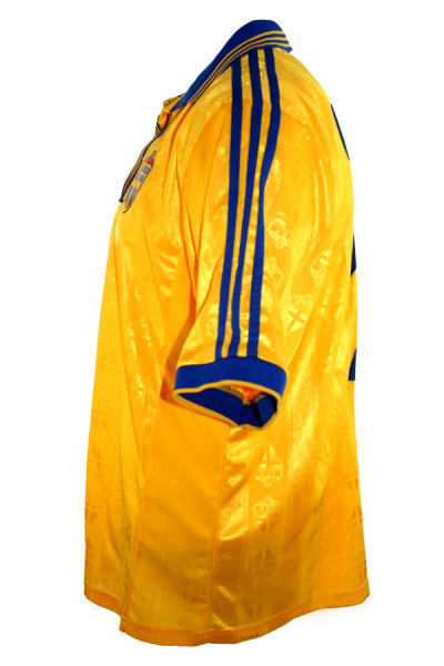 Adidas Schweden Trikot 10 Henrik Larsson WM 1998 Kurzarm Gelb Heim Herren XL