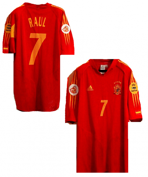 Adidas Spanien Trikot 7 Raul Euro 2004 rot Herren XL